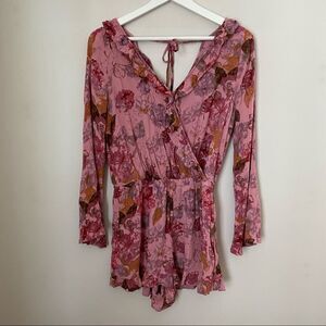 Mossimo Romper Long Sleeve Floral Ruffle Trendy